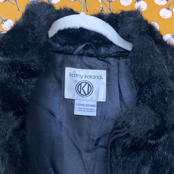 Vintage 80s Black Faux Fur Coat - Picture 3 of 4